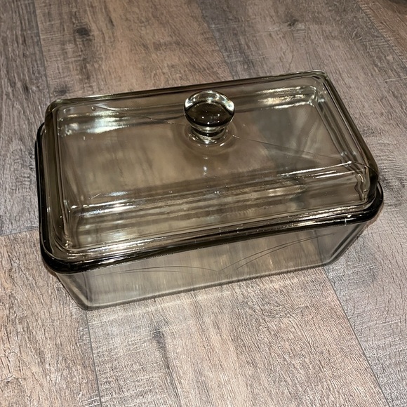Vintage Westinghouse Brown Amber Glass Refrigerator Box Loaf Pan Dish With Lid - Picture 2 of 6